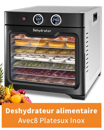 Kwasyo 8 Plateaux Deshydrateur Alimentaire En Acier Inoxydable Avec