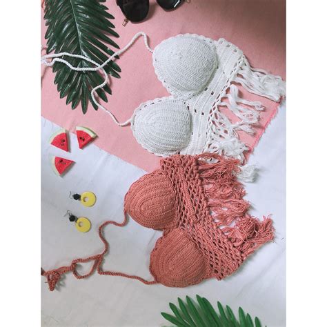 Áo yếm len móc bikini mặc đi biển đi bơi đẹp BigBuy360 bigbuy360 vn