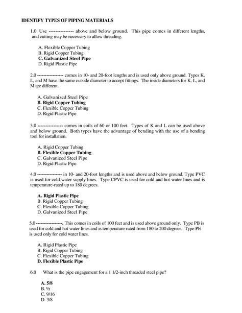 13 100 Master Plumber Practical Problems Part 1 IDENTIFY TYPES OF