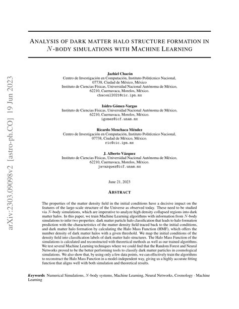 (PDF) Analysis of dark matter halo structure formation in N-body ...