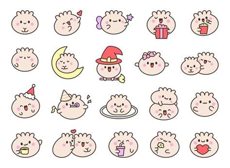 Premium Vector Cute Kawaii Smiling Dim Sum Happy Cartoon Dumpling