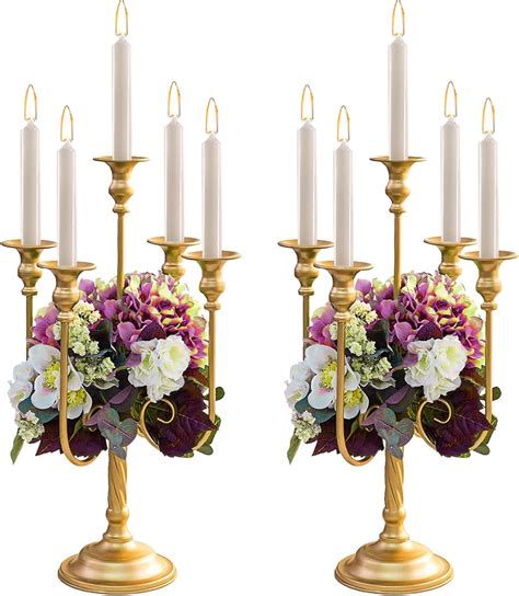 Hewory Frito Lay Candelabro De Metal Dorado Candelabro De 20 Pulgadas