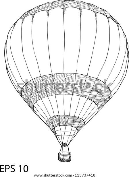 Hot Air Balloon Vector Sketch Line Stock Vector Royalty Free