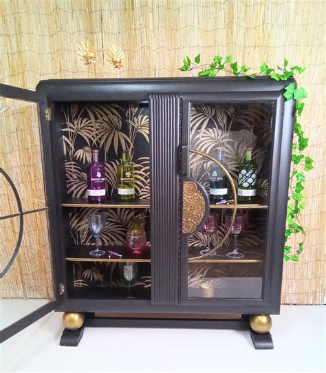 Drinks Cabinet Gin Cocktail Cabinet Art Deco Style Etsy