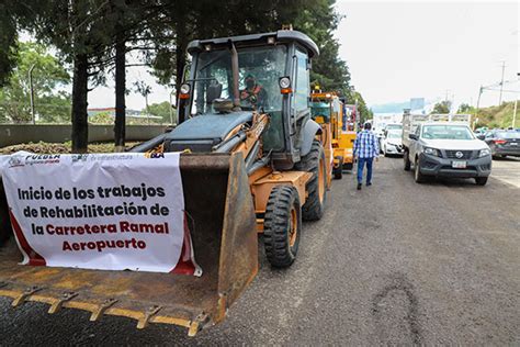 Inicia rehabilitación de la carretera ramal Aeropuerto en Huejotzingo