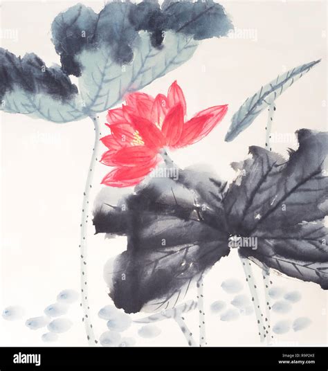 Chinese painting of a Lotus Stock Photo - Alamy