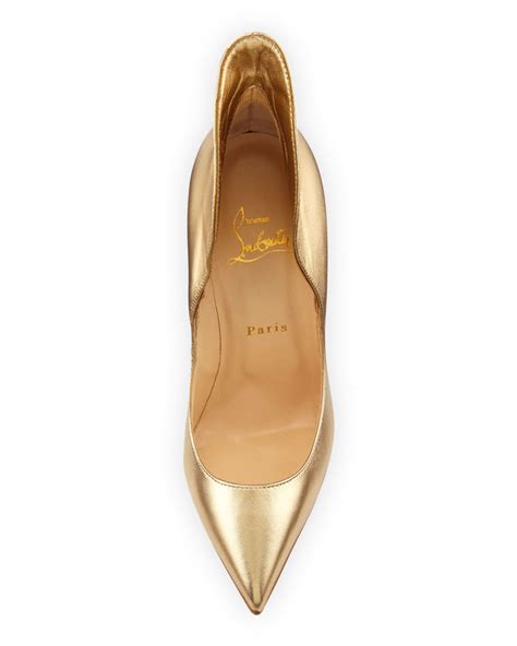 Christian Louboutin Mea Culpa Metallic Red Sole Pump Light Gold