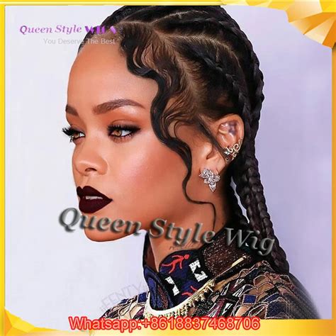 Celebrity Rihanna 6 Braids Form Dutch Braids Full Lace Wig with Baby ...