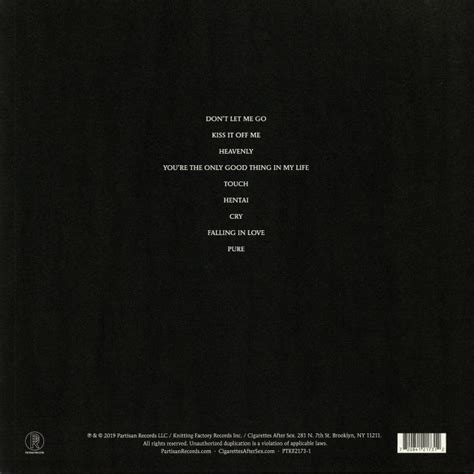 Cigarettes After Sex Cry Sealed Vinyl ge მუსიკალური ვინილები ფირფიტები