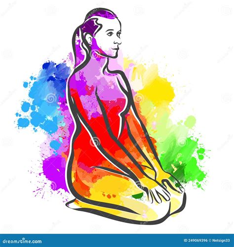 Colorful Yoga Drawing Vajrasana Pose Stock Vector Illustration Of