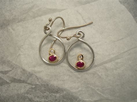 Superior Clean Red Rubies, Diamonds, 18ct Gold Earrings - Christopher ...