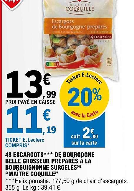 Promo Escargots De Bourgogne Belle Grosseur Pr Par S La