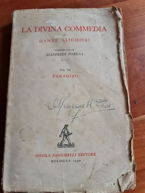 La Divina Commedia Vol Paradiso Dante Alighieri Porena Zanichelli