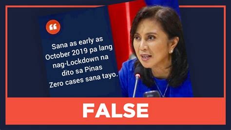 False Robredo Says Lockdown Should Have Started October