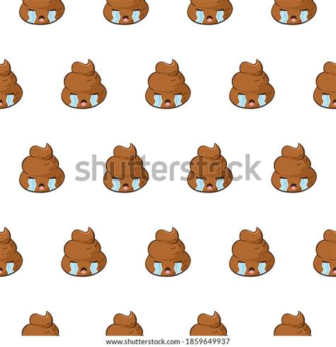 Vector Crying Poop Emoji Seamless Pattern Stock Vector Royalty Free