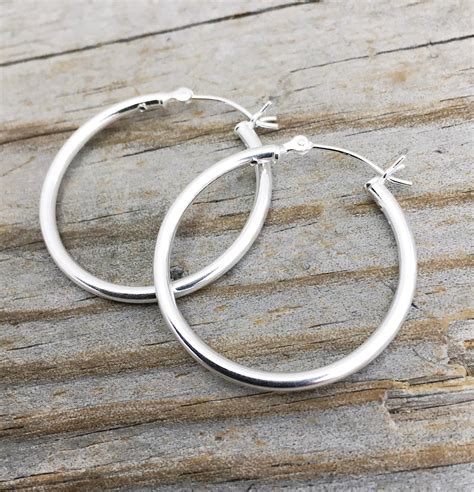 Sterling Silver Round Hoop Earring Etsy