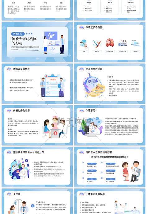 蓝色简约医疗健康血液透析患者水分控制的管ppt模板免费下载 Ppt模板 千库网