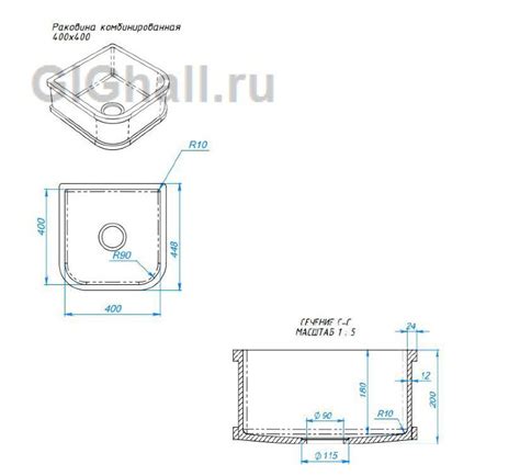 Раковина комбинированная 400х400