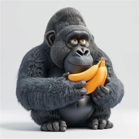 A Gorilla Holding A Banana That Has The Word Gorilla On It Premium Ai