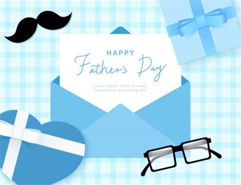 820 Happy Fathers Day Blue Heart Background Stock Illustrations