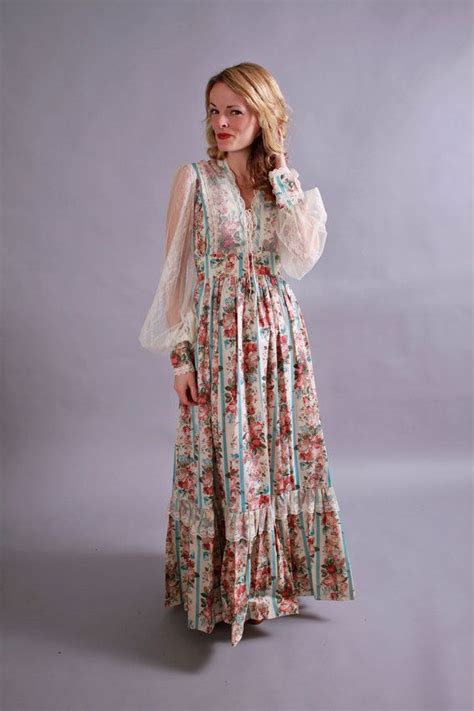 1970s Gunne Sax Dress 70s New Old Stock Maxi Length Floral Gunne Sax