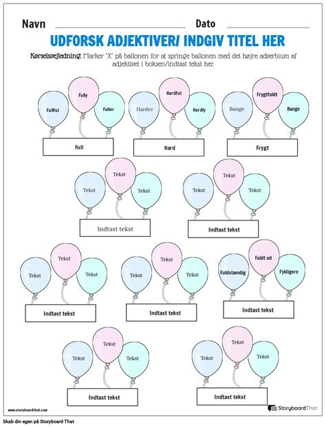 Adjektiv Til Adverb Arbejdsark Storyboard Par Da Examples