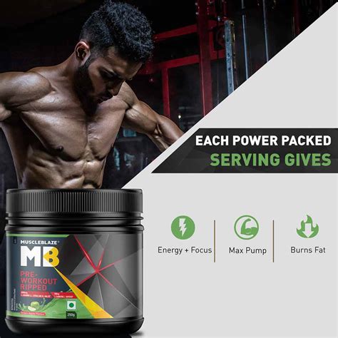 Muscleblaze Mb Pre Workout Ripped Green Apple 055 Lb 250g