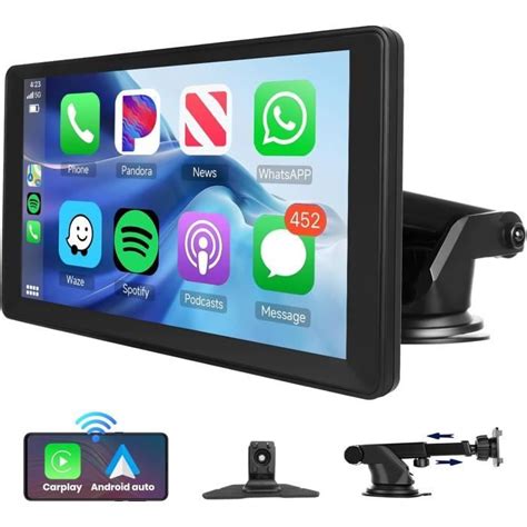 Cran Portable Apple Carplay Android Auto Sans Fil Autoradio Lecteur