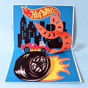 D Hot Car Wheels POP UP CARD Svg Speedway Svg Laser Cut Template Race Cars Birthday Svg Cut