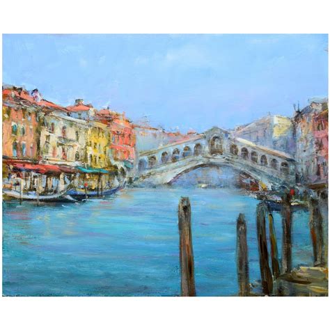 venice oil painting rialto bridge italian art venice handmade