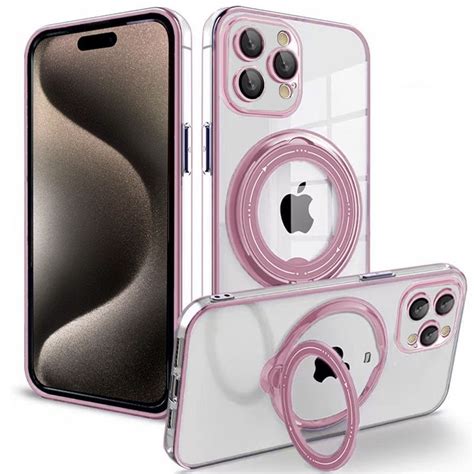 Capa anel magnético rosa legal para iPhone 15 Pro Max