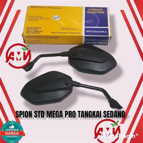 Jual PRODUK SPION MOTOR STANDAR MEGA PRO TANGKAI PENDEK KACA CEMBUNG