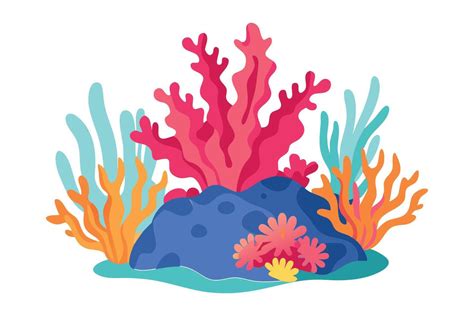 Coral reef flat illustration on white background. 49114473 Vector Art ...