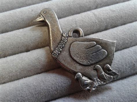 Olde Country Reproductions Pewter Goose With Goslings Etsy