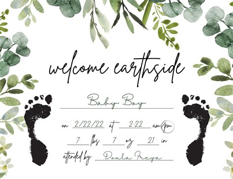 Newborn Birth Certificate • Keepsake • Homebirth • Floral - Etsy