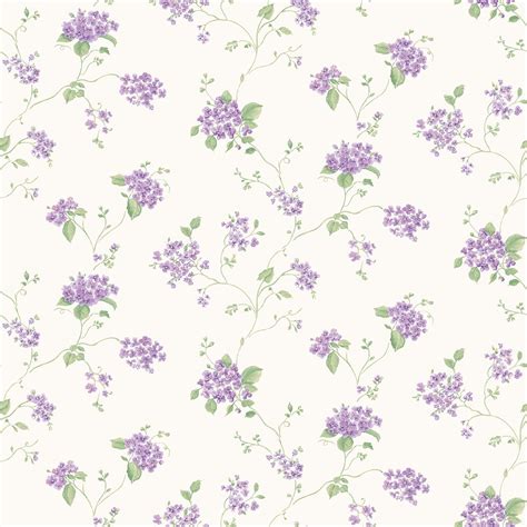 Sample Floral Branch Purple/Green Wallpaper from the Miniatures 2 Collection | Purple flowers ...