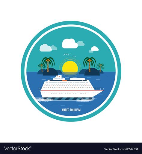 Cruise Ship And Clear Blue Water Water Tourism Vector Image