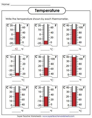 Temperature Worksheets Thermometer Thermometer Worksheets