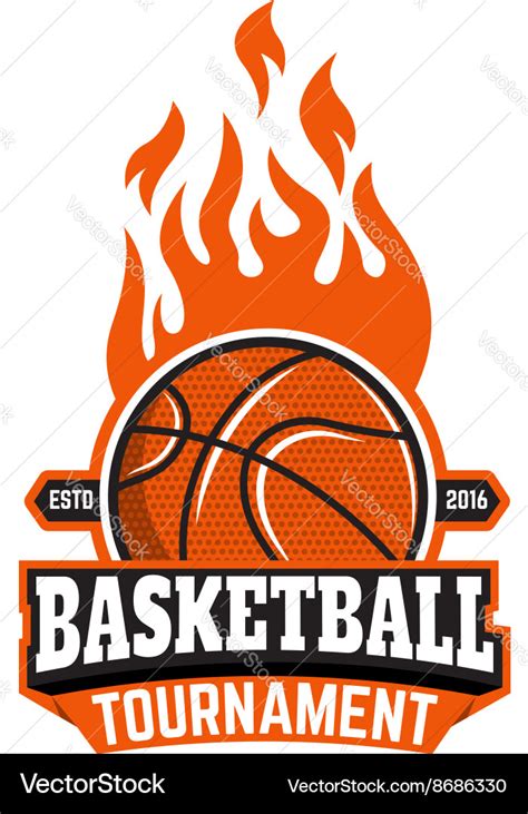 Basketball Tournament Emblem Template Royalty Free Vector