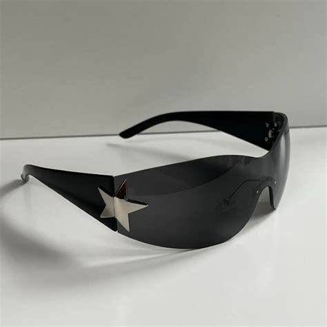 Designer Y2k 2000s Vintage Style Black Gray Frameless Star Sunglasses