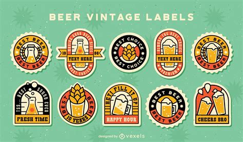 Vintage Beer Labels Set Vector Download