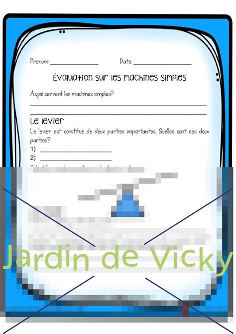 Évaluation Les machines simples Jardin de Vicky