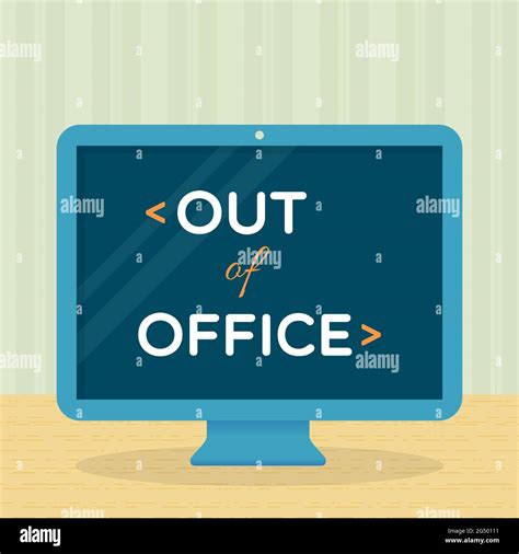 Out Of Office Device Desktop With Quote Vector Illustration Flat