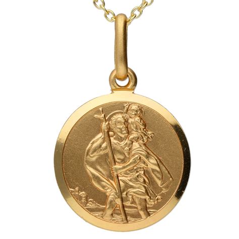 Men S 9ct Yellow Gold Round St Christopher Pendant Buy Online Free