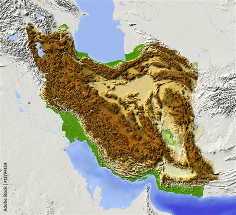 Iran Shaded Relief Map Colored For Elevation Stock Illustration