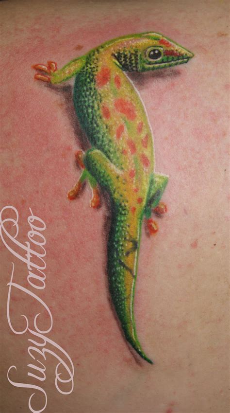 Green gecko back tattoo by Suzytattoo on DeviantArt