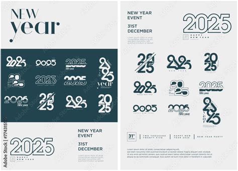 Set of New Year 2025 posters. Design several new year 2025 logos ...