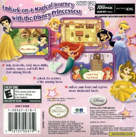 Disney Princess Royal Adventure Gba Back Cover