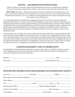 Notice Background Investigation DSA Fill And Sign Printable Template