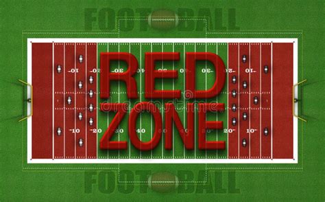 Top View of Football Field Showing Red Zones – 3D Illustration Stock Illustration - Illustration ...